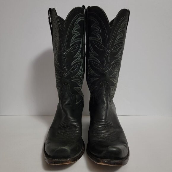 Lucchese Bootmaker Mens Black Leather Western Cowboy Rodeo Boots 9 D N96167 - Picture 6 of 13